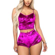 Load image into Gallery viewer, 2-piece Velvet Solid/Print Pajama Set