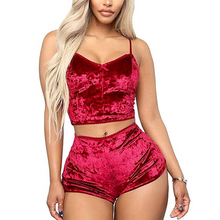 Load image into Gallery viewer, 2-piece Velvet Solid/Print Pajama Set