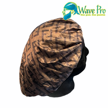 Load image into Gallery viewer, Wave Pro Durags | Silky Black/Gold Fendi Bonnet