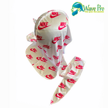 Load image into Gallery viewer, Silky White/Pink Swoosh Durag