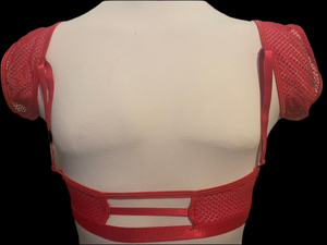 Men's Cross Dress Red Mesh Bra