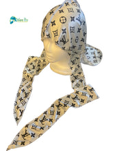 Load image into Gallery viewer, Silky  Pearl White/Black LV Durag
