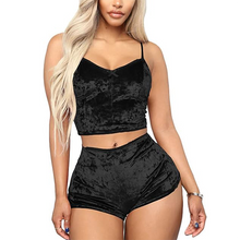 Load image into Gallery viewer, 2-piece Velvet Solid/Print Pajama Set
