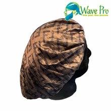 Load image into Gallery viewer, Wave Pro Durags | Silky Black/Gold Fendi Bonnet
