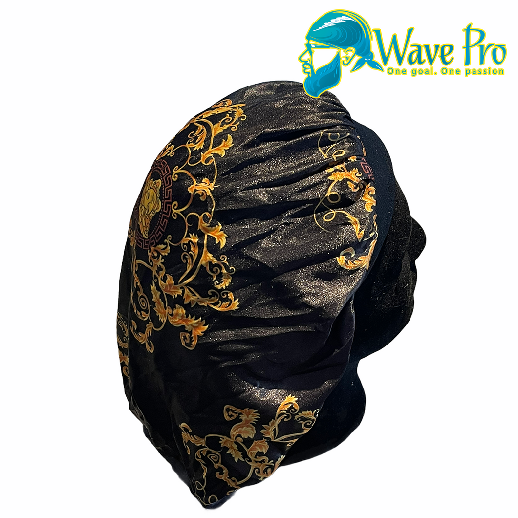 Wave Pro Durags | Silky Black Versace Bonnet