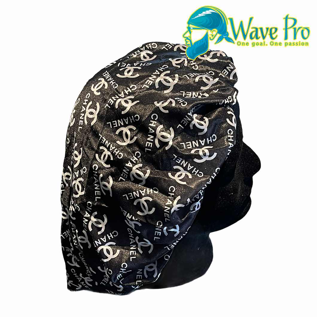 Designer Bonnets for Sale  Silky Black Chanel Bonnet by Wave Pro