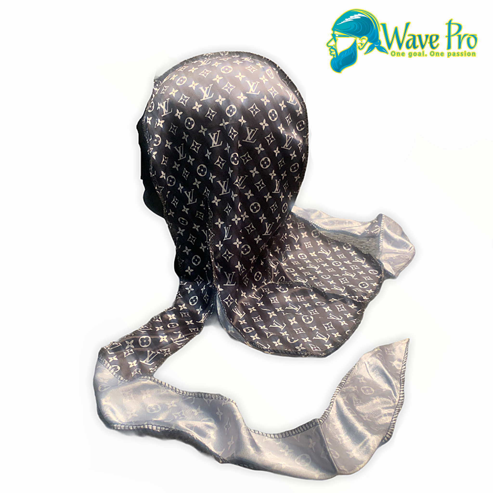 WavePro Durags, Silky BLACK/WHITE LV Durag