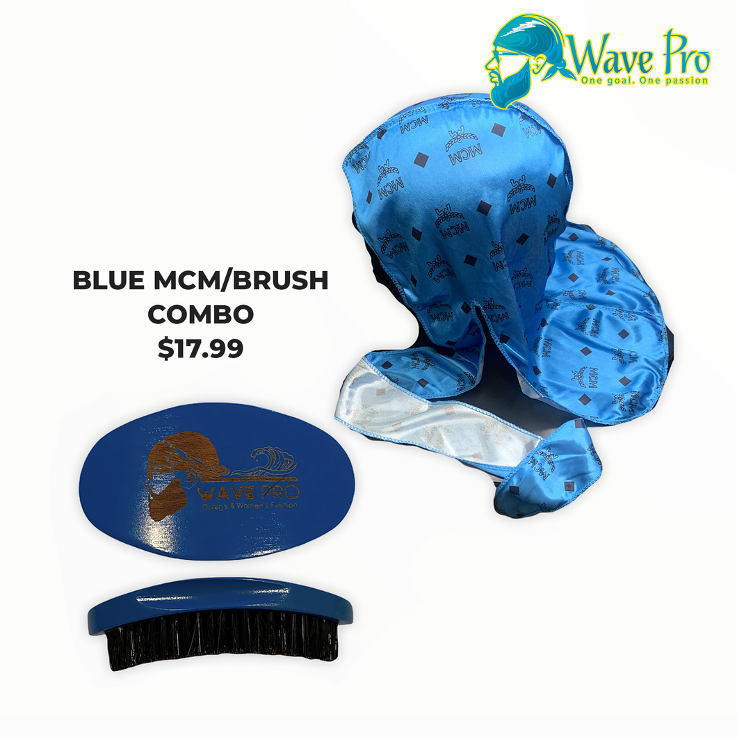 Wave Pro Durags | Silky Blue MCM/Brush Combo