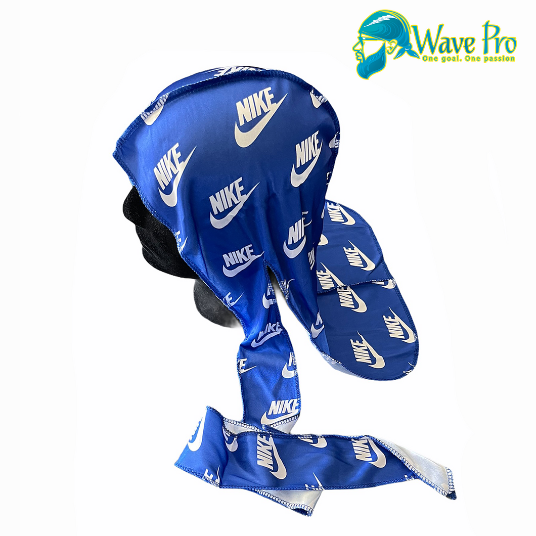 Wave Pro Durags - Silky Blue/White Swoosh Durag