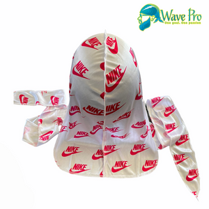 Silky White/Pink Swoosh Durag
