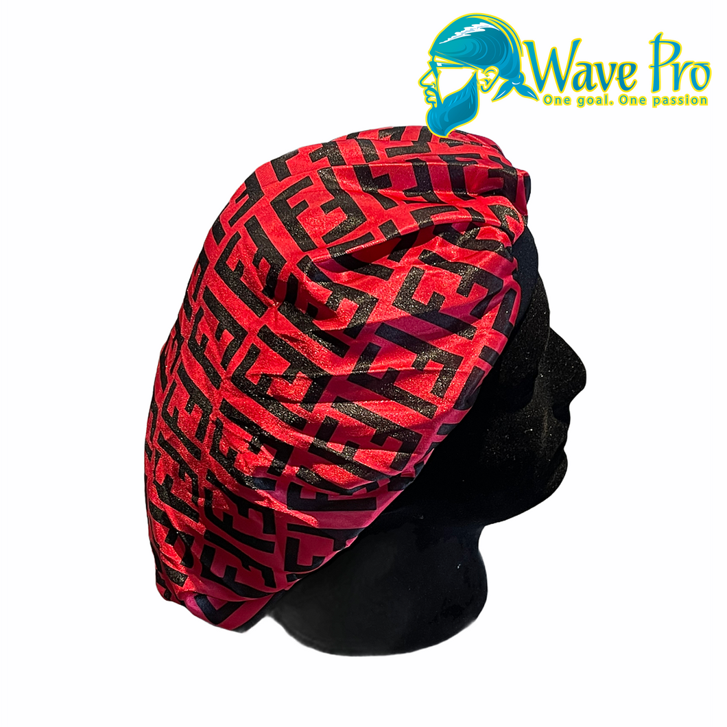 Wave Pro Durags | Silky Red/Black Fendi Bonnet